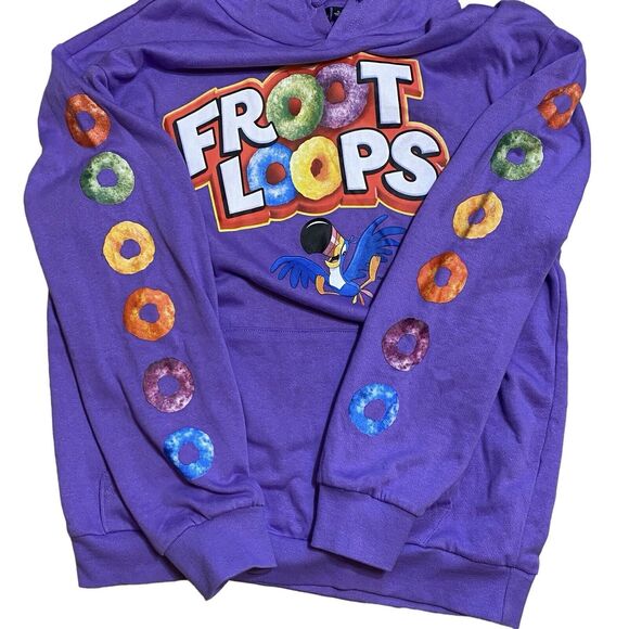 Kellogg's Froot Loops Purple Unisex Adult Pullover Hoodie Sweatshirt NWOT Size L - Picture 4 of 9